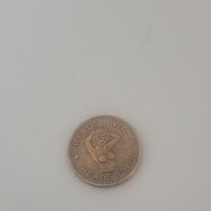 Vintage Woman Heads or Tails Flip Coin Lucky Token